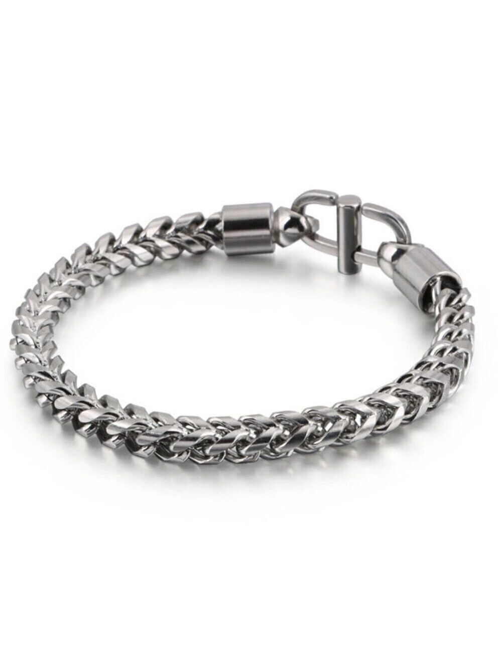 Men's Solid Style Stainless Steel Thick Chain Bracelet, Approx. 8.5 Inches